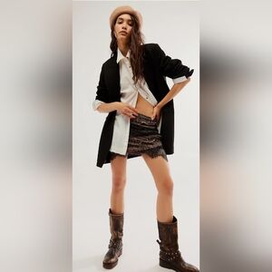 Free People Zoey Lace Mini Skirt in black